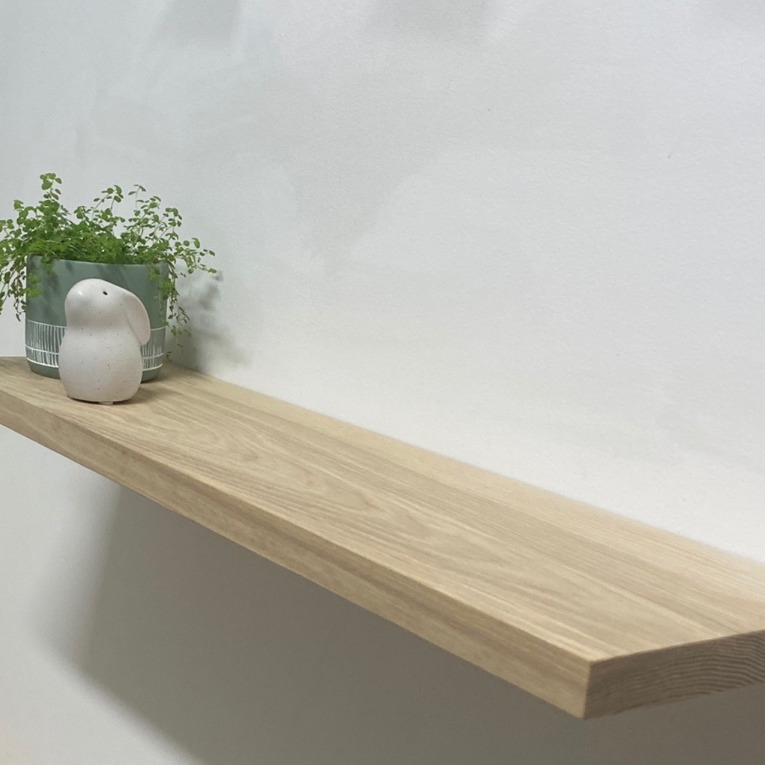 The Slimline Solid Ash Shelf from 200mm in length to 3000mm.